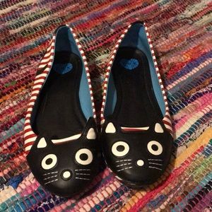 TUK Kitty Striped Flats Size 8